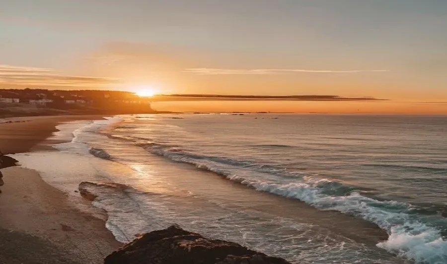 Sunset over the water